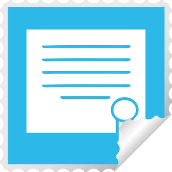 square peeling sticker cartoon work diploma vector