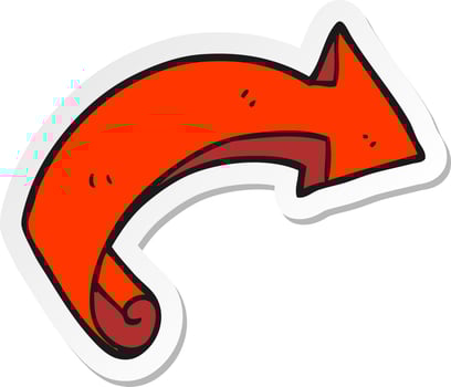 sticker of a cartoon arrow vector