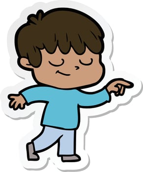 sticker of a cartoon happy boy vector