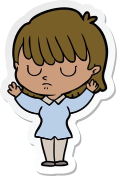 sticker of a cartoon woman vector