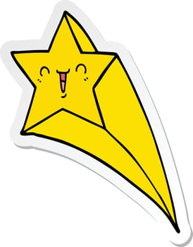 sticker of a cartoon shooting star vector
