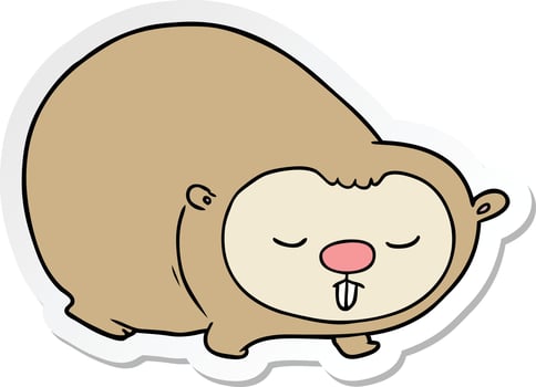 sticker of a cartoon wombat vector