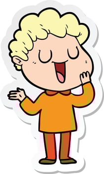 sticker of a laughing cartoon man vector