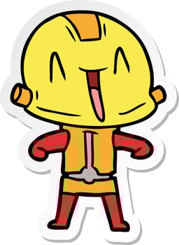sticker of a cartoon robot vector