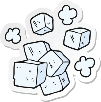 sticker of a cartoon ice cubes vector