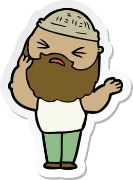 sticker of a cartoon man with beard vector