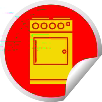 circular peeling sticker cartoon oven and cooker vector