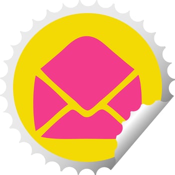 circular peeling sticker cartoon paper envelope vector