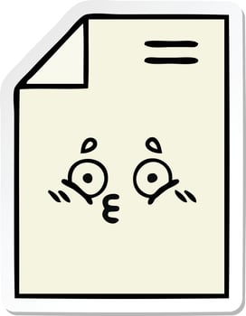 sticker of a cute cartoon sheet of paper vector