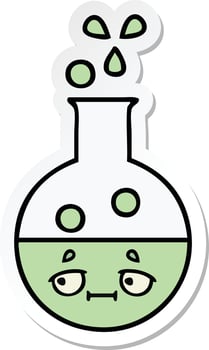 sticker of a cute cartoon test tube vector