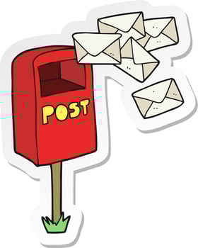 sticker of a cartoon post box vector