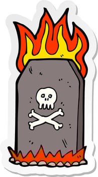sticker of a cartoon spooky grave vector