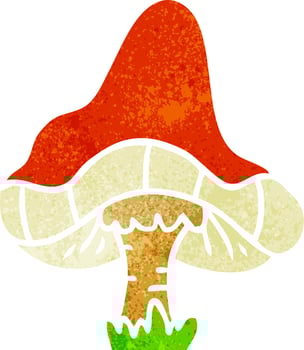 retro cartoon doodle of a single mushroom vector