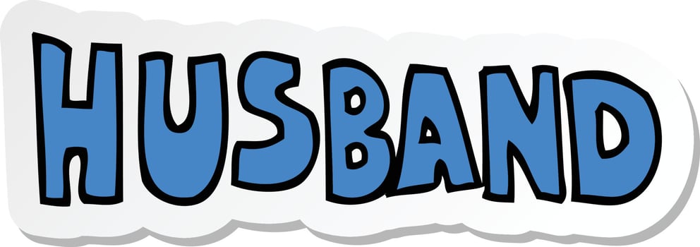 sticker of a cartoon word husband vector