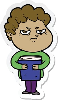 sticker of a cartoon angry man vector