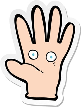sticker of a cartoon hand with eyes vector