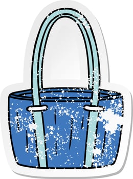 distressed sticker cartoon doodle of a red big bag vector