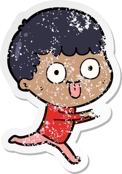 distressed sticker of a cartoon man staring vector