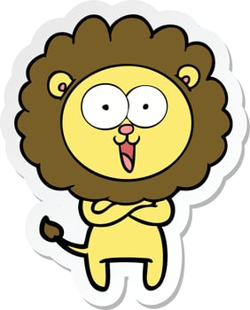 sticker of a happy cartoon lion vector