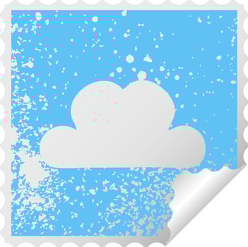 distressed square peeling sticker symbol snow cloud vector