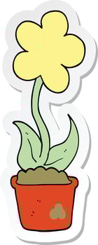 sticker of a cute cartoon flower vector