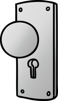 gradient cartoon doodle of a door handle vector
