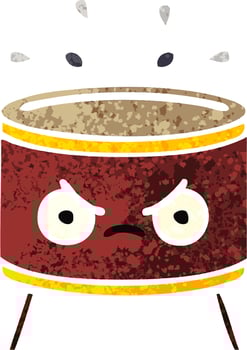 retro illustration style cartoon drum vector