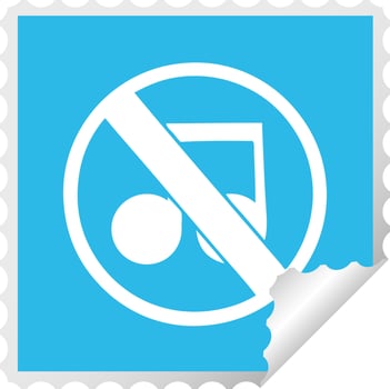 square peeling sticker cartoon no music sign vector