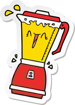 sticker of a whirring cartoon food processor vector