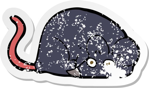 retro distressed sticker of a cartoon white mouse vector