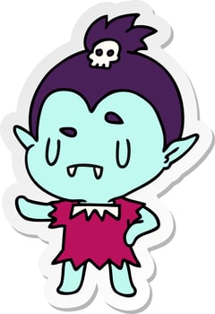 sticker cartoon kawaii of cute vampire girl vector