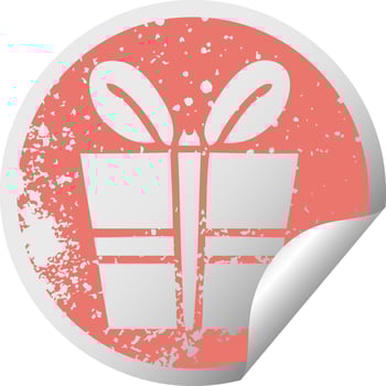 quirky distressed circular peeling sticker symbol present vector