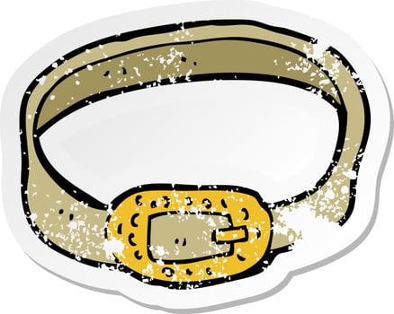 retro distressed sticker of a cartoon belt vector