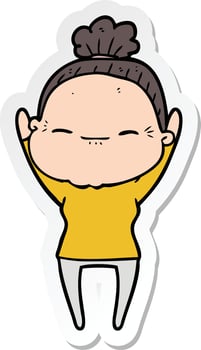 sticker of a cartoon peaceful old woman vector