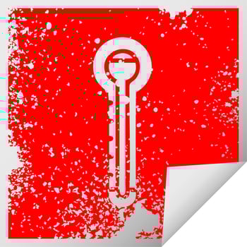 distressed square peeling sticker symbol glass thermometer vector