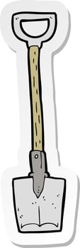 sticker of a cartoon shovel vector