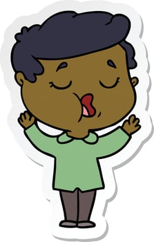 sticker of a cartoon man talking vector