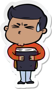 sticker of a cartoon man sweating vector