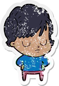 distressed sticker of a cartoon woman vector