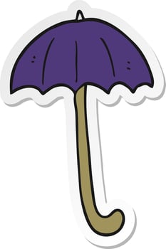 sticker of a cartoon umbrella vector