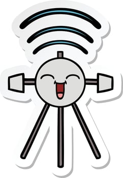 sticker of a cute cartoon satellite vector