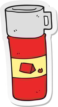 sticker of a cartoon camping flask vector