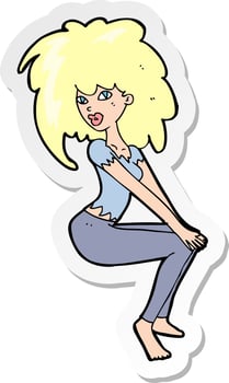 sticker of a cartoon woman with big hair vector