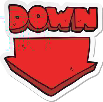 sticker of a cartoon down arrow symbol vector