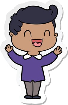 sticker of a cartoon happy man vector