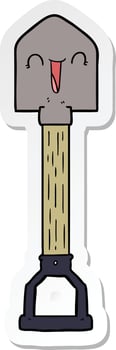 sticker of a cartoon shovel vector
