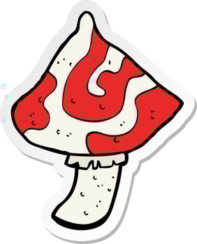 sticker of a cartoon toadstool vector