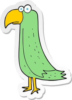 sticker of a cartoon parrot vector