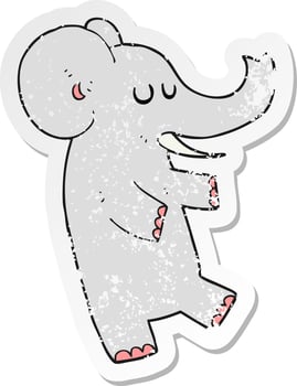 retro distressed sticker of a cartoon dancing elephant vector