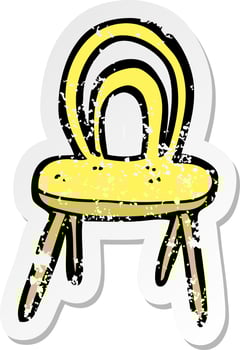 retro distressed sticker of a cartoon chair vector